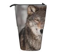 YXDVPALNE Imprimé Loup Sauvage,Trousse à Crayons télescopique, Porte-Crayons avec Pochette à Crayons zippée