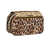 YXDVPALNE Imprimé Peau de Tigre léopard Trousse à Crayons Portable à Double Coque avec Fermeture éclair