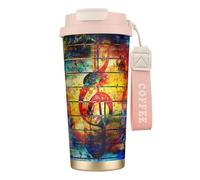 YXDVPALNE Imprimer Note de musique en bois coloré,Tasse à café isotherme en acier inoxydable 316 avec cordon, 500 ml, idéale pour les voyages en voiture