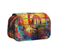 YXDVPALNE Imprimer Note de Musique en Bois coloré Trousse à Crayons Portable à Double Coque avec Fermeture éclair