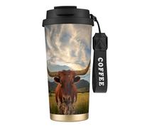YXDVPALNE Imprimer un animal de vache,Tasse à café isotherme en acier inoxydable 316 avec cordon, 500 ml, idéale pour les voyages en voiture