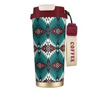 YXDVPALNE Indien du Sud-Ouest américain Aztèque Navajo,Tasse à café isotherme en acier inoxydable 316 avec cordon, 500 ml, idéale pour les voyages en voiture