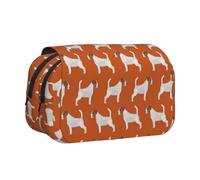 YXDVPALNE Jack Russell Terriers Orange Cute Dog Jack Russells Trousse à Crayons Portable à Double Coque avec Fermeture éclair