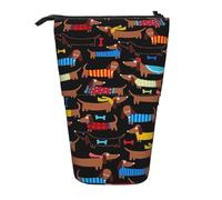 YXDVPALNE J'aime Mon Chien Teckels Imprimer,Trousse à Crayons télescopique, Porte-Crayons avec Pochette à Crayons zippée