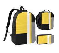 YXDVPALNE Jaune Gris Noir Blanc Bloc,Ensemble de 3 sacs à dos, sac à lunch et trousse pour étudiant