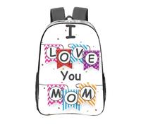 YXDVPALNE Je t'aime maman,16 pouces Sac à dos décontracté Sac à dos transparent Sac d'école résistant à l'eau