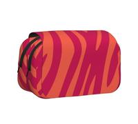 YXDVPALNE Joli imprimé Animal Rose Orange zèbre léopard Trousse à Crayons Portable à Double Coque avec Fermeture éclair