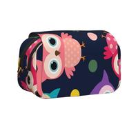 YXDVPALNE Joli Motif Hibou à Pois Trousse à Crayons Portable à Double Coque avec Fermeture éclair