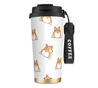 YXDVPALNE Jolies fesses de Corgi,Tasse à café isotherme en acier inoxydable 316 avec cordon, 500 ml, idéale pour les voyages en voiture