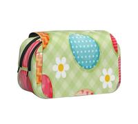 YXDVPALNE Joyeuses Pâques, œufs de Pâques colorés Trousse à Crayons Portable à Double Coque avec Fermeture éclair