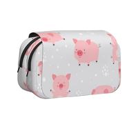 YXDVPALNE Joyeux Petits cochons Mignons Trousse à Crayons Portable à Double Coque avec Fermeture éclair