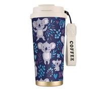 YXDVPALNE Koalas mignons, animaux d'Australie,Tasse à café isotherme en acier inoxydable 316 avec cordon, 500 ml, idéale pour les voyages en voiture