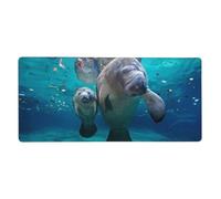 YXDVPALNE Lamantin de mer,Tapis de Souris Grand Format pour Ordinateur, avec Base antidérapante en Caoutchouc, 40 x 90 cm