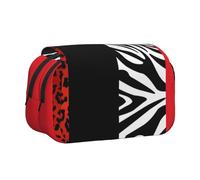 YXDVPALNE Léopard Rouge et zèbre Trousse à Crayons Portable à Double Coque avec Fermeture éclair