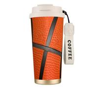 YXDVPALNE Ligne noire de basket-ball,Tasse à café isotherme en acier inoxydable 316 avec cordon, 500 ml, idéale pour les voyages en voiture