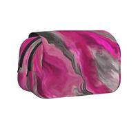 YXDVPALNE Magenta Noir Gris Jewel Tone Fluid Art Swirl Trousse à Crayons Portable à Double Coque avec Fermeture éclair