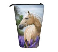 YXDVPALNE Magnifique Cheval Palomino Lavande,Trousse à Crayons télescopique, Porte-Crayons avec Pochette à Crayons zippée