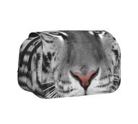 YXDVPALNE Magnifique imprimé Tigre Blanc Trousse à Crayons Portable à Double Coque avec Fermeture éclair