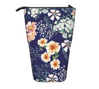 YXDVPALNE Magnifique Jardin de Fleurs, pétales Floraux, Feuilles, Prairie Orange,Trousse à Crayons télescopique, Porte-Crayons avec Pochette à Crayons zippée