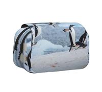 YXDVPALNE Manchot Trousse à Crayons Portable à Double Coque avec Fermeture éclair