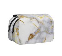 YXDVPALNE Marbre doré Italien Trousse à Crayons Portable à Double Coque avec Fermeture éclair