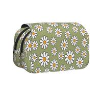 YXDVPALNE Marguerite de Style rétro des années 60 et 70 Trousse à Crayons Portable à Double Coque avec Fermeture éclair