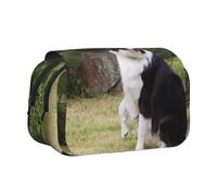 YXDVPALNE Mauvais Chien Border Collie Trousse à Crayons Portable à Double Coque avec Fermeture éclair