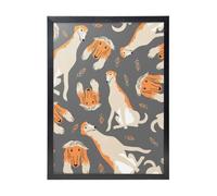YXDVPALNE Mignon lévrier afghan,Impressions d'art mural, cadre noir, peinture décorative à suspendre pour la maison, 30 x 40 cm