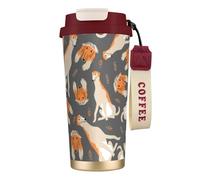 YXDVPALNE Mignon lévrier afghan,Tasse à café isotherme en acier inoxydable 316 avec cordon, 500 ml, idéale pour les voyages en voiture