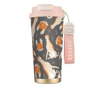 YXDVPALNE Mignon lévrier afghan,Tasse à café isotherme en acier inoxydable 316 avec cordon, 500 ml, idéale pour les voyages en voiture
