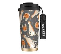 YXDVPALNE Mignon lévrier afghan,Tasse à café isotherme en acier inoxydable 316 avec cordon, 500 ml, idéale pour les voyages en voiture