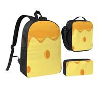 YXDVPALNE Modèle alimentaire de pâtes au fromage,Ensemble de 3 sacs à dos, sac à lunch et trousse pour étudiant