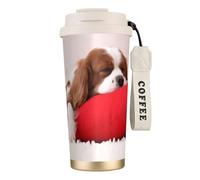 YXDVPALNE Modèle Cavalier King Charles Spaniel,Tasse à café isotherme en acier inoxydable 316 avec cordon, 500 ml, idéale pour les voyages en voiture