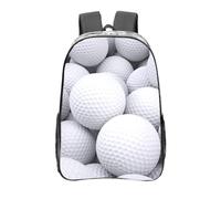 YXDVPALNE Modèle de balles de golf 3D,16 pouces Sac à dos décontracté Sac à dos transparent Sac d'école résistant à l'eau