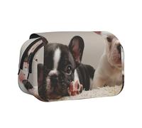 YXDVPALNE Modèle de Chien Bouledogue français Trousse à Crayons Portable à Double Coque avec Fermeture éclair