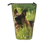 YXDVPALNE Modèle de Chien de Berger Allemand,Trousse à Crayons télescopique, Porte-Crayons avec Pochette à Crayons zippée