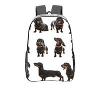 YXDVPALNE Modèle de chien teckel mignon,16 pouces Sac à dos décontracté Sac à dos transparent Sac d'école résistant à l'eau