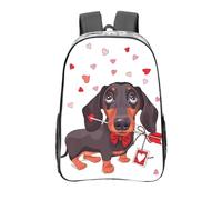 YXDVPALNE Modèle de chien teckel mignon,16 pouces Sac à dos décontracté Sac à dos transparent Sac d'école résistant à l'eau