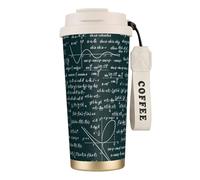 YXDVPALNE Modèle de formules mathématiques manuscrites,Tasse à café isotherme en acier inoxydable 316 avec cordon, 500 ml, idéale pour les voyages en voiture