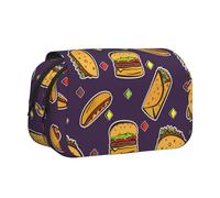 YXDVPALNE Modèle de Taco, Hamburger, Hot-Dog Trousse à Crayons Portable à Double Coque avec Fermeture éclair