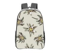 YXDVPALNE Modèle sans couture avec edelweiss coloré dessiné à la main,16 pouces Sac à dos décontracté Sac à dos transparent Sac d'école résistant à l'eau