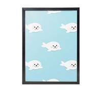 YXDVPALNE Motif animal mignon de phoque de la mer,Impressions d'art mural, cadre noir, peinture décorative à suspendre pour la maison, 30 x 40 cm