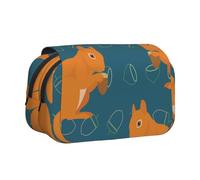 YXDVPALNE Motif Animal Mignon d'écureuil Trousse à Crayons Portable à Double Coque avec Fermeture éclair