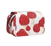 YXDVPALNE Motif de Champignons Rouges amanite Tue-Mouches Trousse à Crayons Portable à Double Coque avec Fermeture éclair