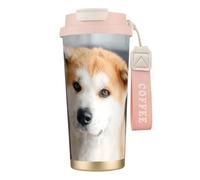 YXDVPALNE Motif de chien Akita japonais,Tasse à café isotherme en acier inoxydable 316 avec cordon, 500 ml, idéale pour les voyages en voiture
