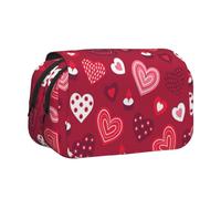 YXDVPALNE Motif de cœur d'amour pour la Saint-Valentin Trousse à Crayons Portable à Double Coque avec Fermeture éclair