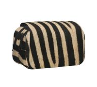 YXDVPALNE Motif de Fausse Fourrure d'animal en Peau de zèbre Trousse à Crayons Portable à Double Coque avec Fermeture éclair