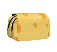 YXDVPALNE Motif de Fromage Jaune Trousse à Crayons Portable à Double Coque avec Fermeture éclair