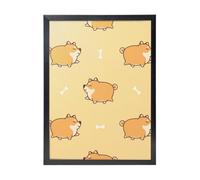 YXDVPALNE Motif de gros chien Shiba Inu animé,Impressions d'art mural, cadre noir, peinture décorative à suspendre pour la maison, 30 x 40 cm