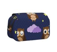 YXDVPALNE Motif de Hibou de Dessin animé Trousse à Crayons Portable à Double Coque avec Fermeture éclair